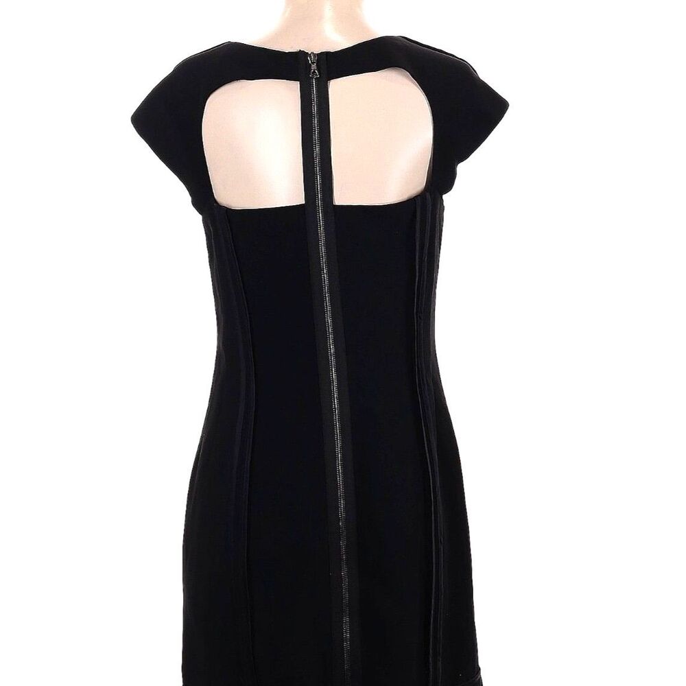 Rag and Bone Black Cutout Faux Leather Trim Sheath Dress Sz 4 - Picture 2 of 8